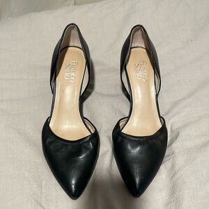 Franco Sarto d’Orsay pointy toe, leather wedge pumps size 9